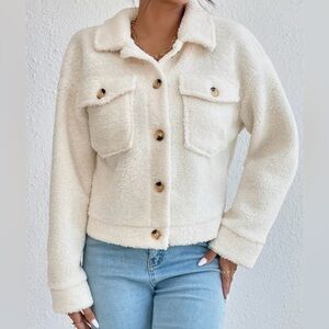 Fluffy white sweater